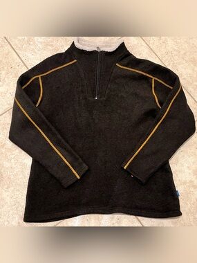 Kuhl Europa Brown Fleece 1/4 Quarter Zip Sweater XXL 2XL Faux Shearling EUC SOFT